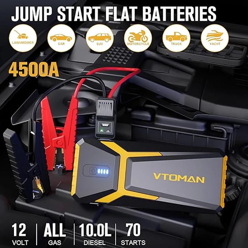 VTOMAN Power Bank 20000mAh Jump Starter Portable Charger Car Booster 4500A Auto Starting Device Emergency Car Battery Starter - DivineLink1 | Electronics, Fitness, Household Essentials | Shop