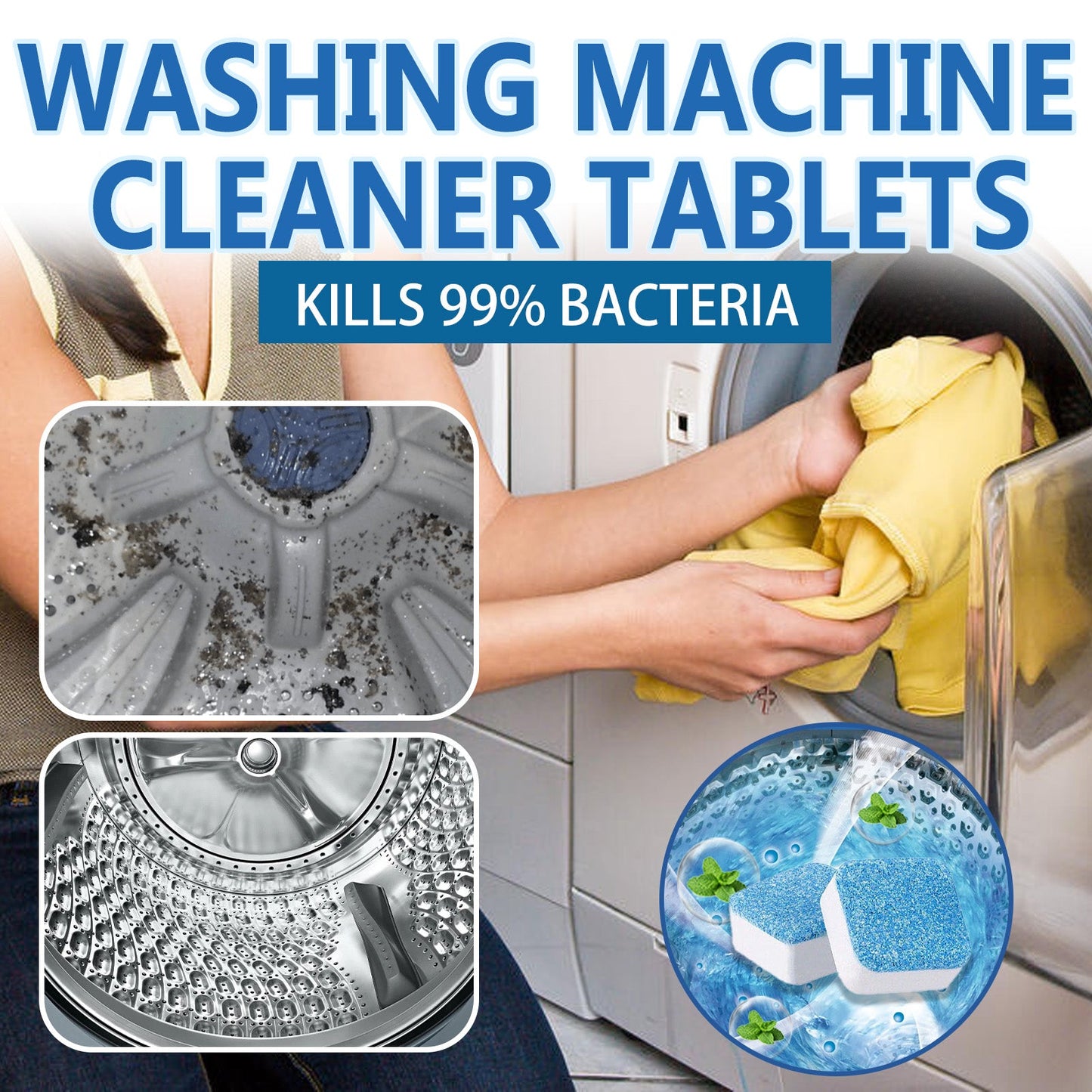 Washing Machine Cleaning Effervescent Tablet, Washing Machine Slot Stain Cleaner Effervescent Tablet Automatic Cleaning - DivineLink1 | Electronics, Fitness, Household Essentials | Shop