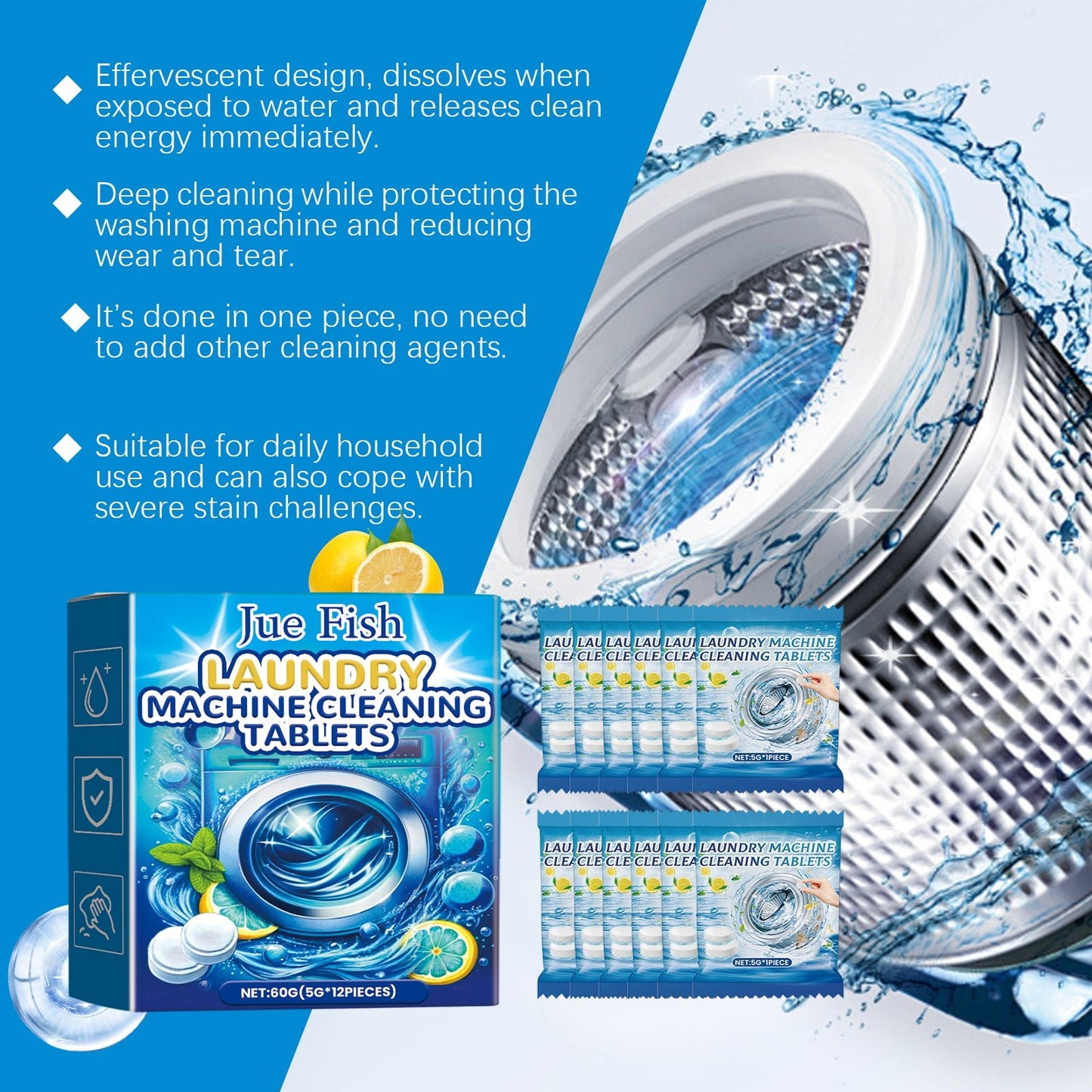 washing machine cleaning effervescent tablets, washing machine slot stains cleaning dirt cleaning odor effervescent tablets - DivineLink1 | Electronics, Fitness, Household Essentials | Shop