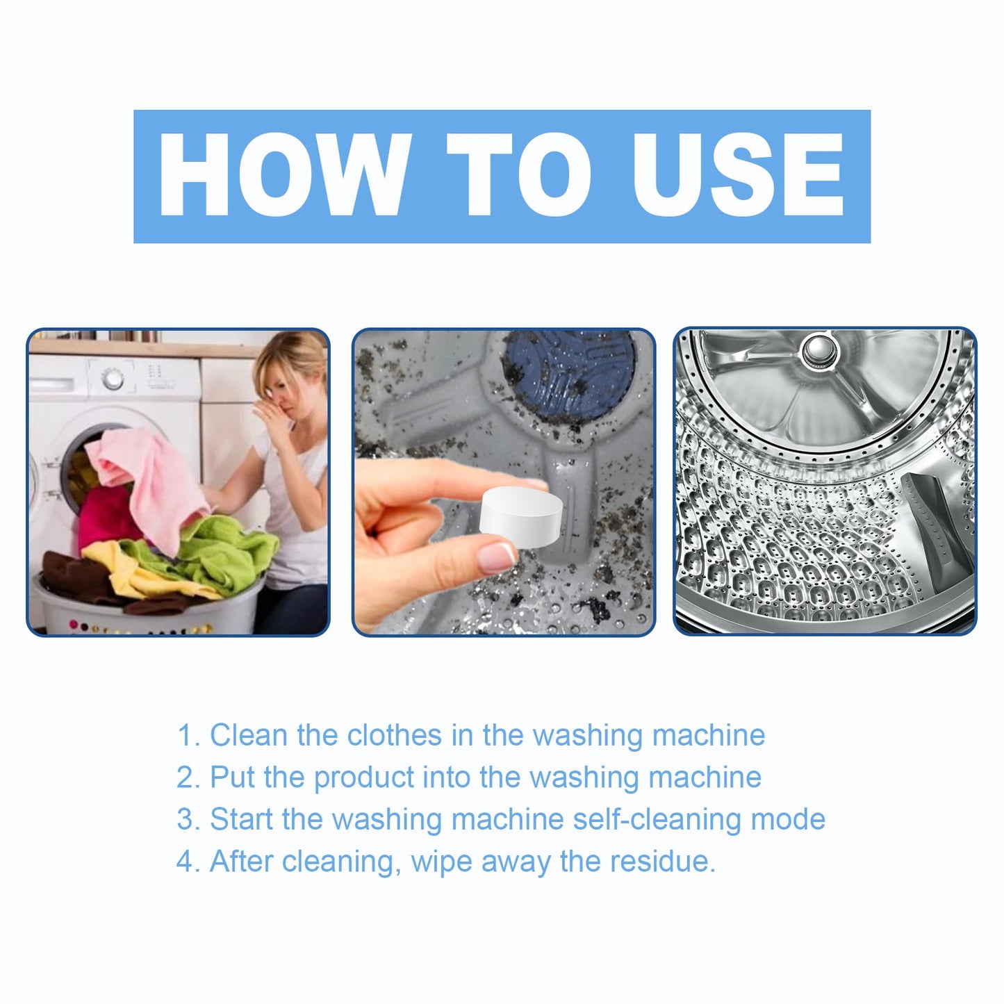 Washing Machine Cleaning Tablets, Washing Machine Slot Automatic Drum Cleaning Dirt And Odor Cleaning Tablets - DivineLink1 | Electronics, Fitness, Household Essentials | Shop