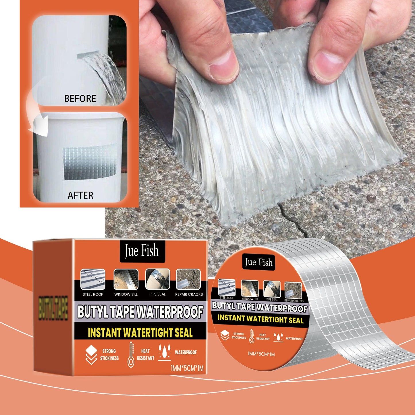 Waterproof Butyl Tape, Roof Repair Leakage Plugging Moisture - Proof High - Stick Self - Adhesive Aluminum Foil Waterproof Roll - DivineLink1 | Electronics, Fitness, Household Essentials | Shop