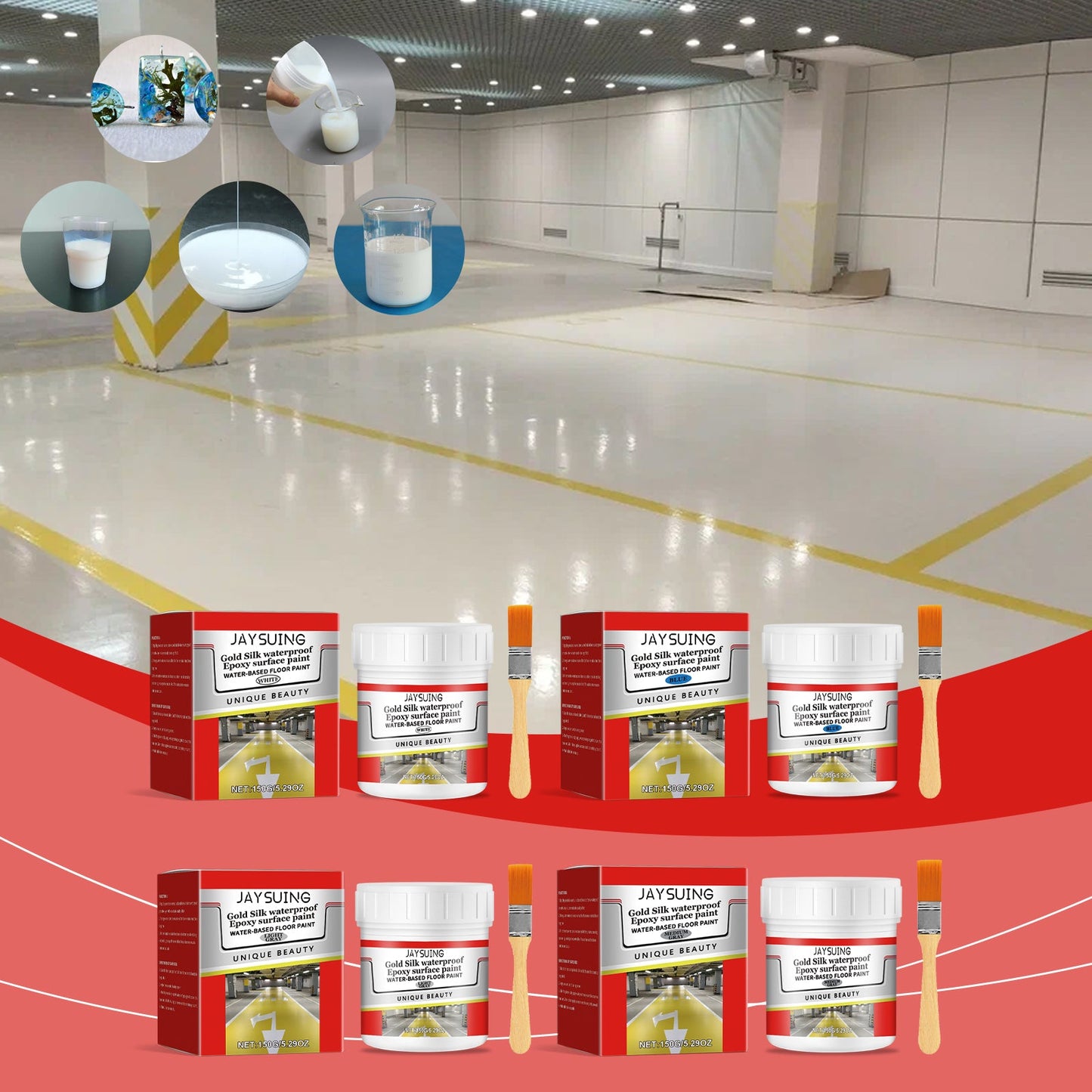 Waterproof Epoxy Floor Paint Household Wall Floor Waterproof Anti - Crack Cover Stains Renovation Paste - DivineLink1 | Electronics, Fitness, Household Essentials | Shop
