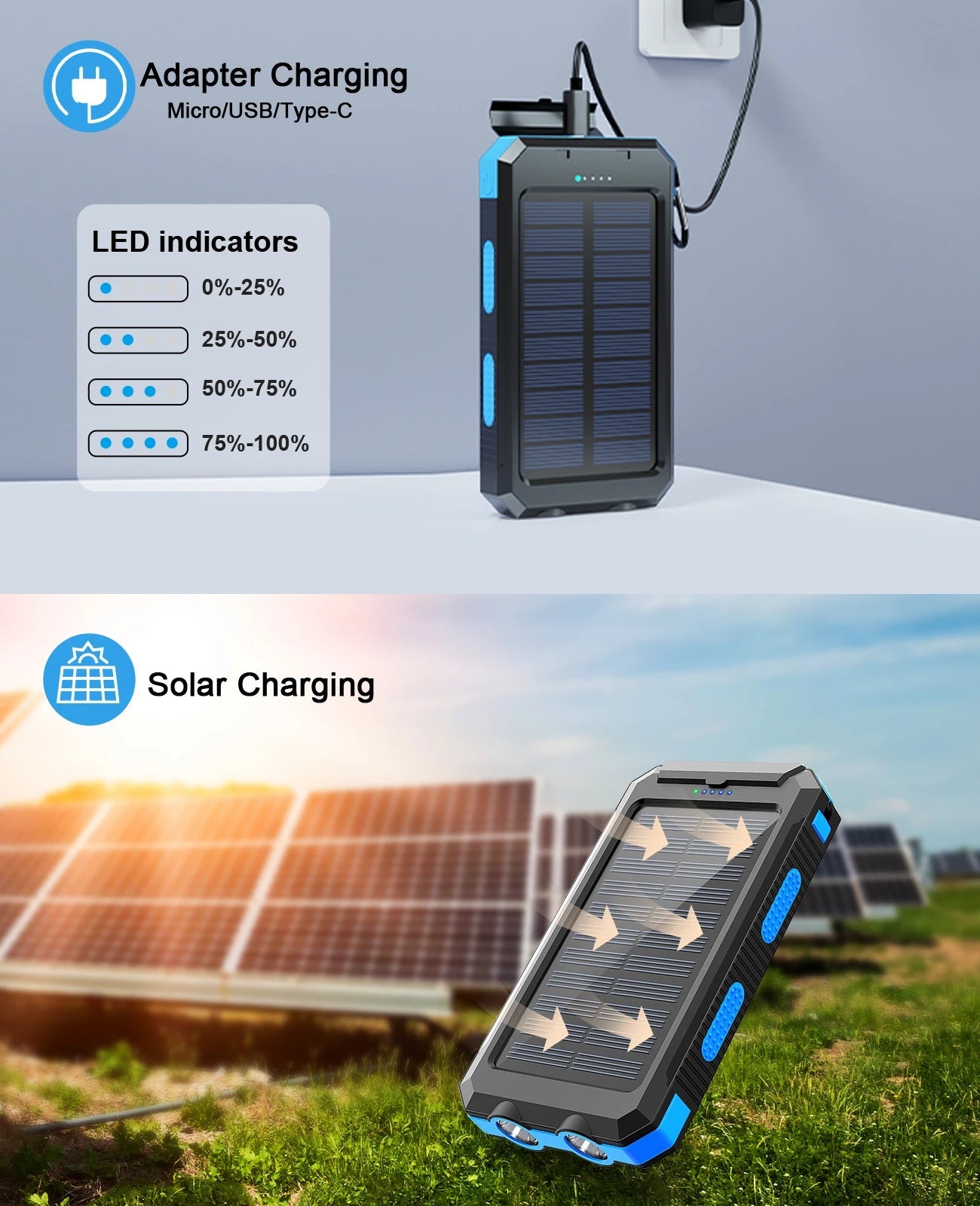 Waterproof Outdoor Solar Power Bank 38800mAh Dual USB Travel Outdoor Solar Mobile Phone Charger Solar Powerbanks For Camping - DivineLink1 | Electronics, Fitness, Household Essentials | Shop