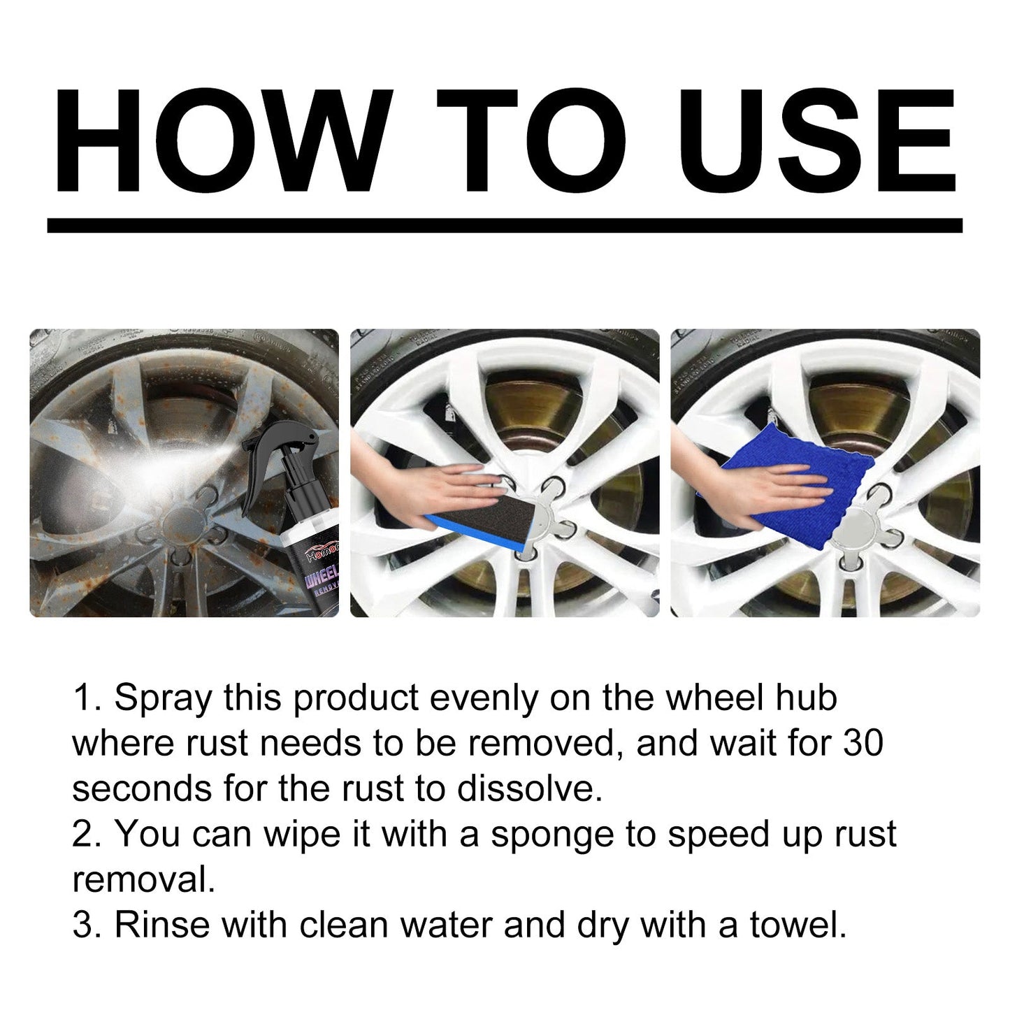 Wheel Rust Removal Spray, Automobile Tire Wheel Rust Cleaning Rust Removal Renovation Decontamination Brightener - DivineLink1 | Electronics, Fitness, Household Essentials | Shop