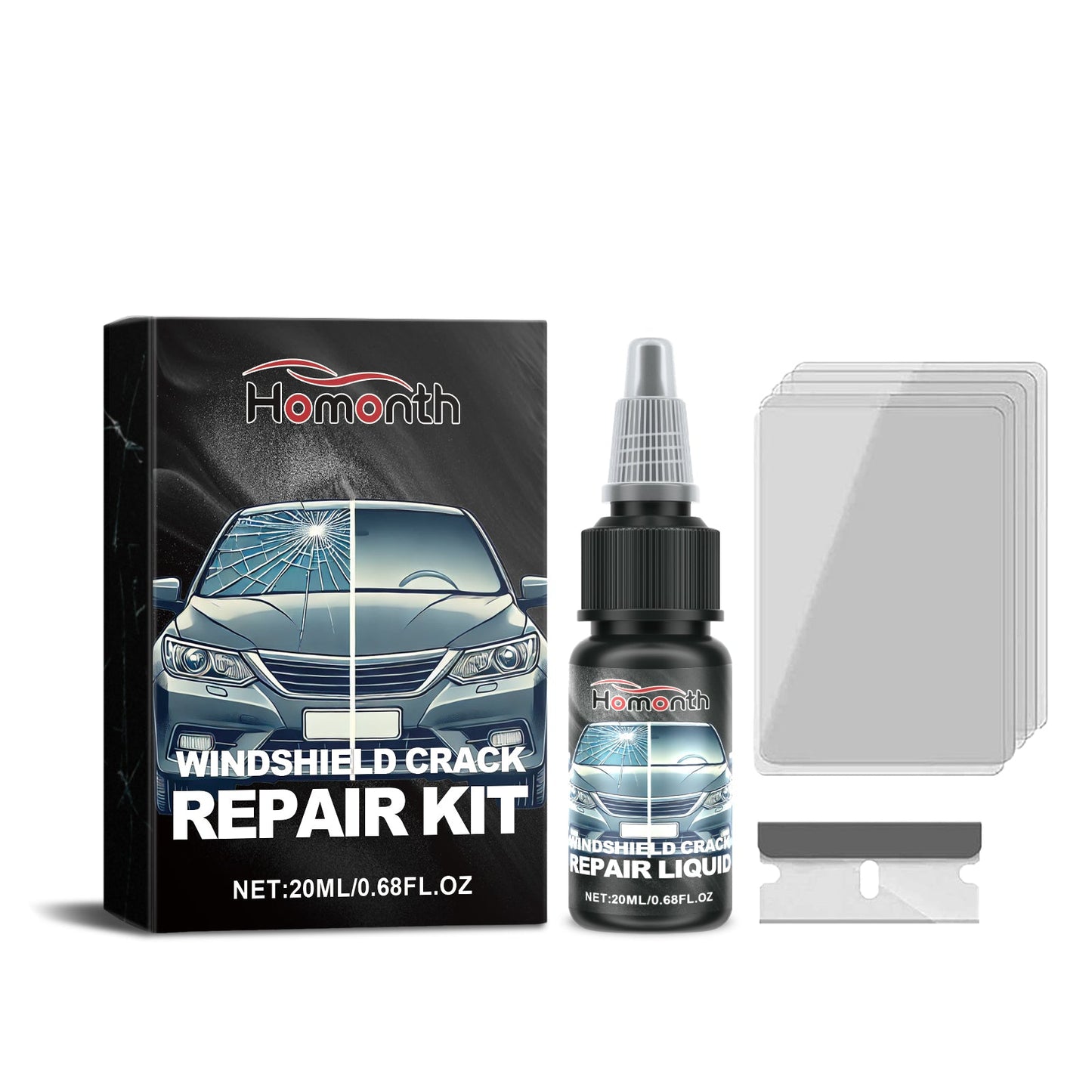 Windshield Nano Repair Solution Set Automotive Glass Crack Repair Clear Vision Adhesive Solution - DivineLink1 | Electronics, Fitness, Household Essentials | Shop