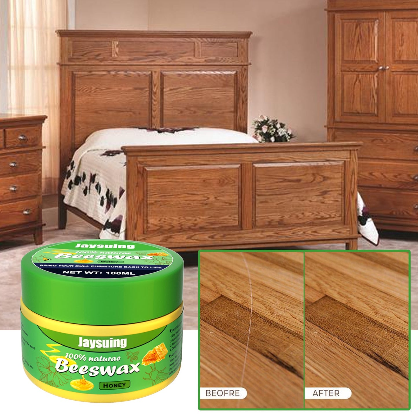 Wood Scratch Repair Beeswax, Solid Wood Floor Furniture Waxing Repair Scratch Repair Beeswax - DivineLink1 | Electronics, Fitness, Household Essentials | Shop