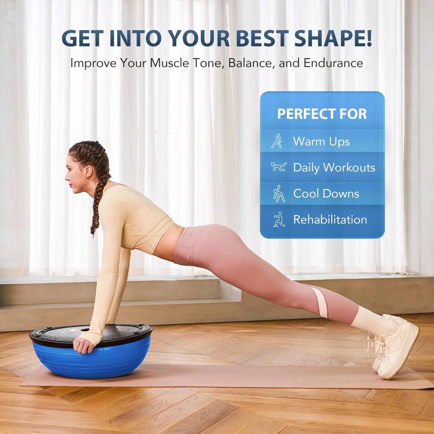 ZELUS Half Ball Balance Trainer with with Resistance Bands and Foot Pump, 23" Inflatable Balance Ball Half Yoga Ball Wobble Ball - DivineLink1 | Electronics, Fitness, Household Essentials | Shop