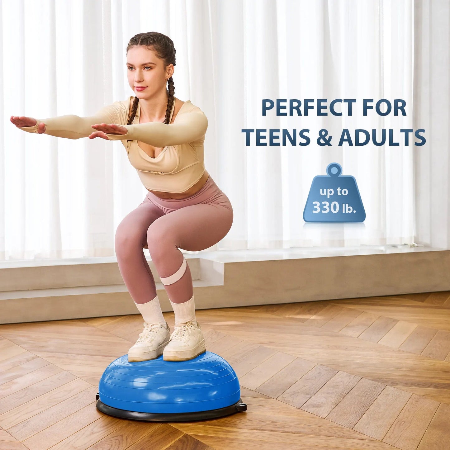 ZELUS Half Ball Balance Trainer with with Resistance Bands and Foot Pump, 23" Inflatable Balance Ball Half Yoga Ball Wobble Ball - DivineLink1 | Electronics, Fitness, Household Essentials | Shop