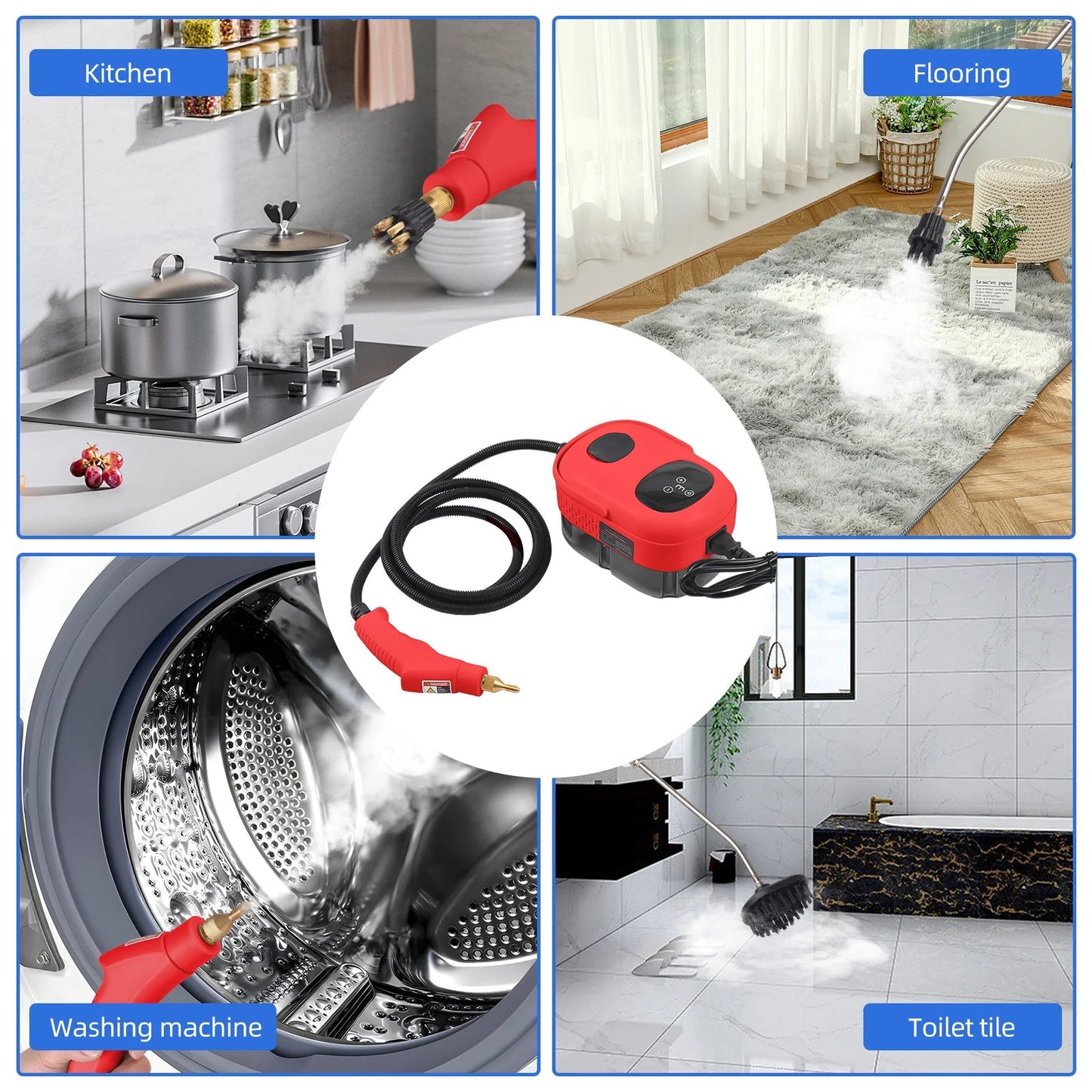 2500W High Pressure Steam Cleaning Machine High Temperature Pressurized 1100ml 3 Bar Portable Handheld Steam Cleaners for Car - DivineLink1 | Electronics, Fitness, Household Essentials | Shop