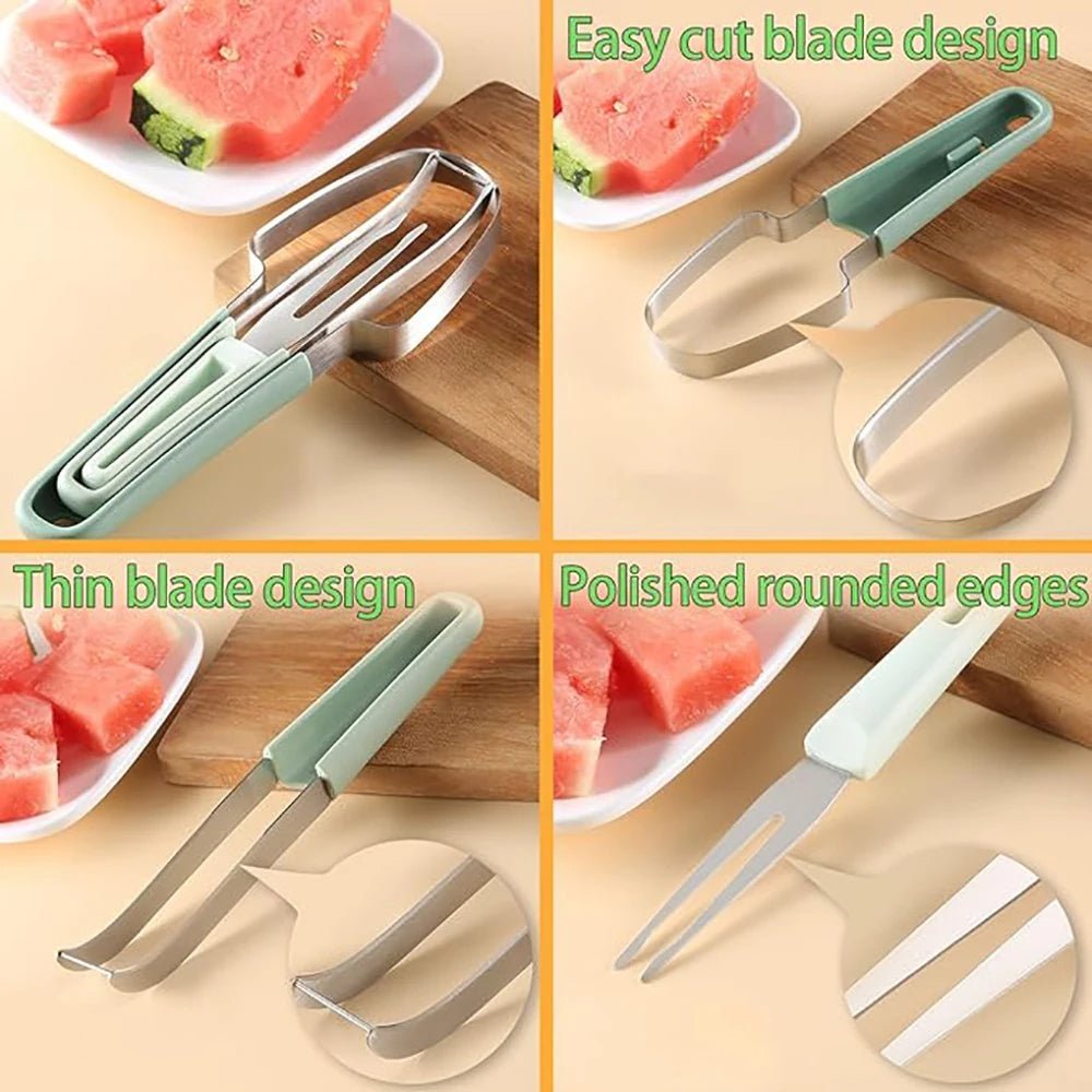 3 - in - 1 Watermelon Cutter Stainless Steel Fruit Carving Knife Multi - functional Melon Fork Slicer Tool for Camping Kitchen Gadgets - DivineLink1 | Electronics, Fitness, Household Essentials | Shop
