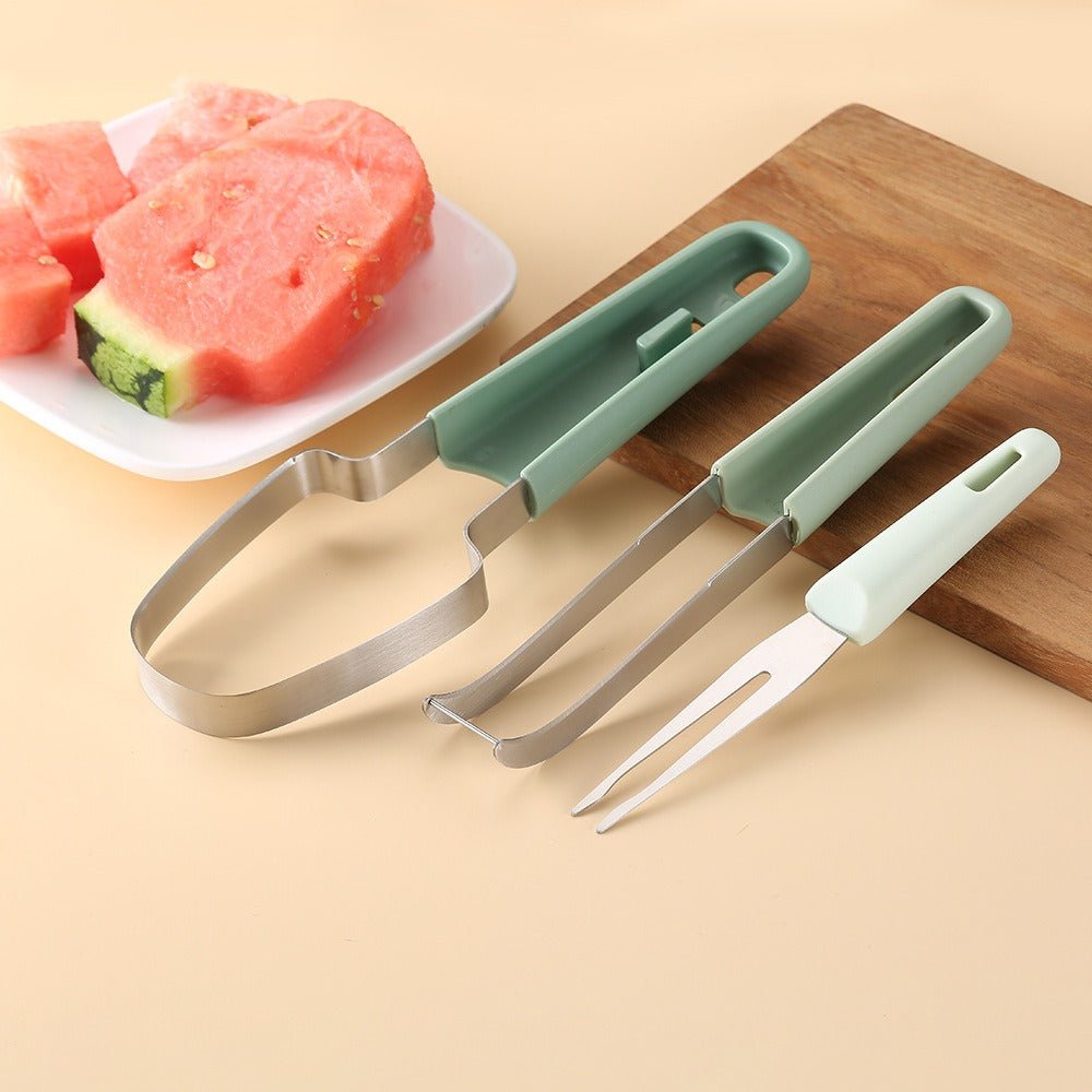 3 - in - 1 Watermelon Cutter Stainless Steel Fruit Carving Knife Multi - functional Melon Fork Slicer Tool for Camping Kitchen Gadgets - DivineLink1 | Electronics, Fitness, Household Essentials | Shop