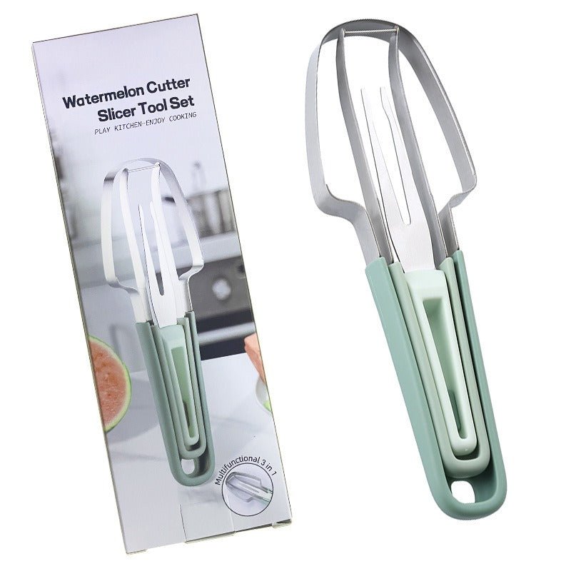 3 - in - 1 Watermelon Cutter Stainless Steel Fruit Carving Knife Multi - functional Melon Fork Slicer Tool for Camping Kitchen Gadgets - DivineLink1 | Electronics, Fitness, Household Essentials | Shop