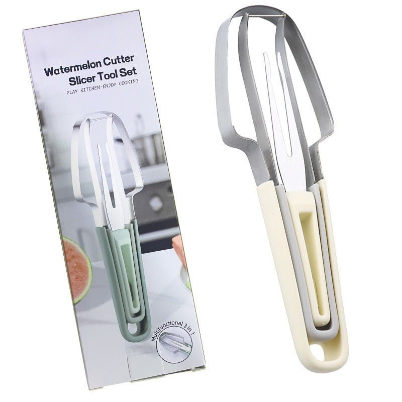 3 - in - 1 Watermelon Cutter Stainless Steel Fruit Carving Knife Multi - functional Melon Fork Slicer Tool for Camping Kitchen Gadgets - DivineLink1 | Electronics, Fitness, Household Essentials | Shop