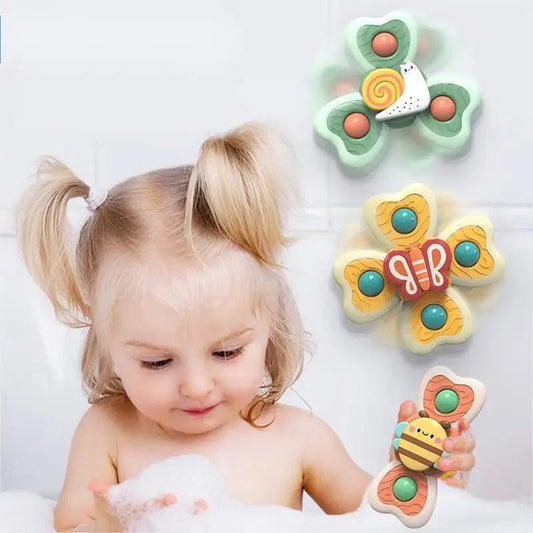 3pcs cartoon baby bath toy bee butterfly snail insect cute rotating fidget spinner toy with suction cup for kids gifts wholesale - DivineLink1 | Electronics, Fitness, Household Essentials | Shop