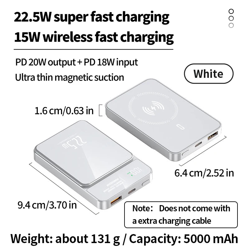 5000mAh portable magnetic wireless charging power bank 22.5W super fast charging digital display mobile phone power bank - DivineLink1 | Electronics, Fitness, Household Essentials | Shop