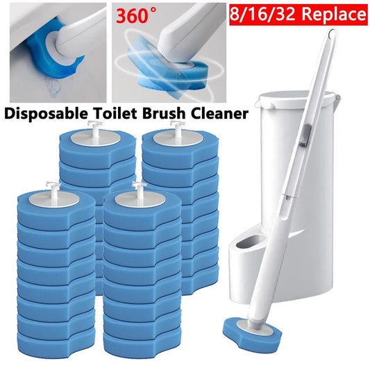 8 - 32PCS Disposable Toilet Bowl Brush Long Handle Cleaner Brush & Replacement Cleaning Heads Toilet Brush WC Toilet Accessories - DivineLink1 | Electronics, Fitness, Household Essentials | Shop