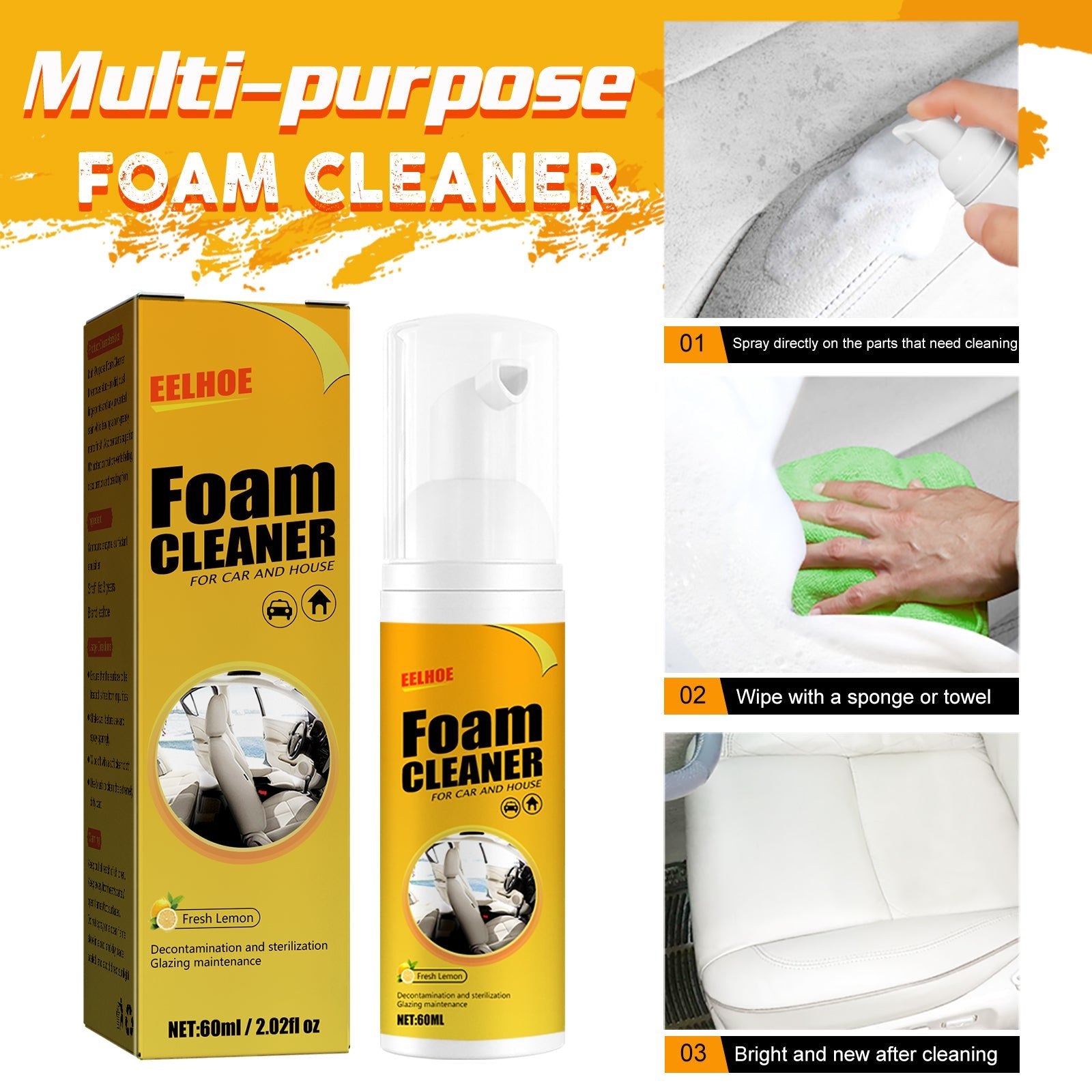 Automotive Steering Wheel Foam Cleaner, Leather Seat Supplies Decontamination Multi - Functional Interior Cleaner - DivineLink1 | Electronics, Fitness, Household Essentials | Shop
