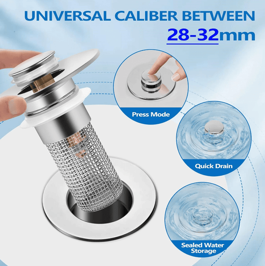 Bathroom Sink Drain Strainer for 1.1 - 1.29 Inch, Pop Up Bathroom Sink Stopper Hair Catcher with Stainless Steel Filter Basket, for US Bathroom Sink Drain Stopper Basin Drain Filter Replacement - 1pcs - DivineLink1 | Electronics, Fitness, Household Essentials | Shop