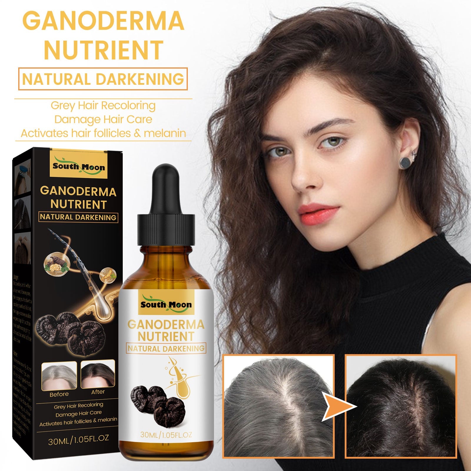Black Ganoderma Lucidum White Black Black Hair Nourishing Hair Nourishing Hair Moisturizing Hair Repair Massage Essence - DivineLink1 | Electronics, Fitness, Household Essentials | Shop