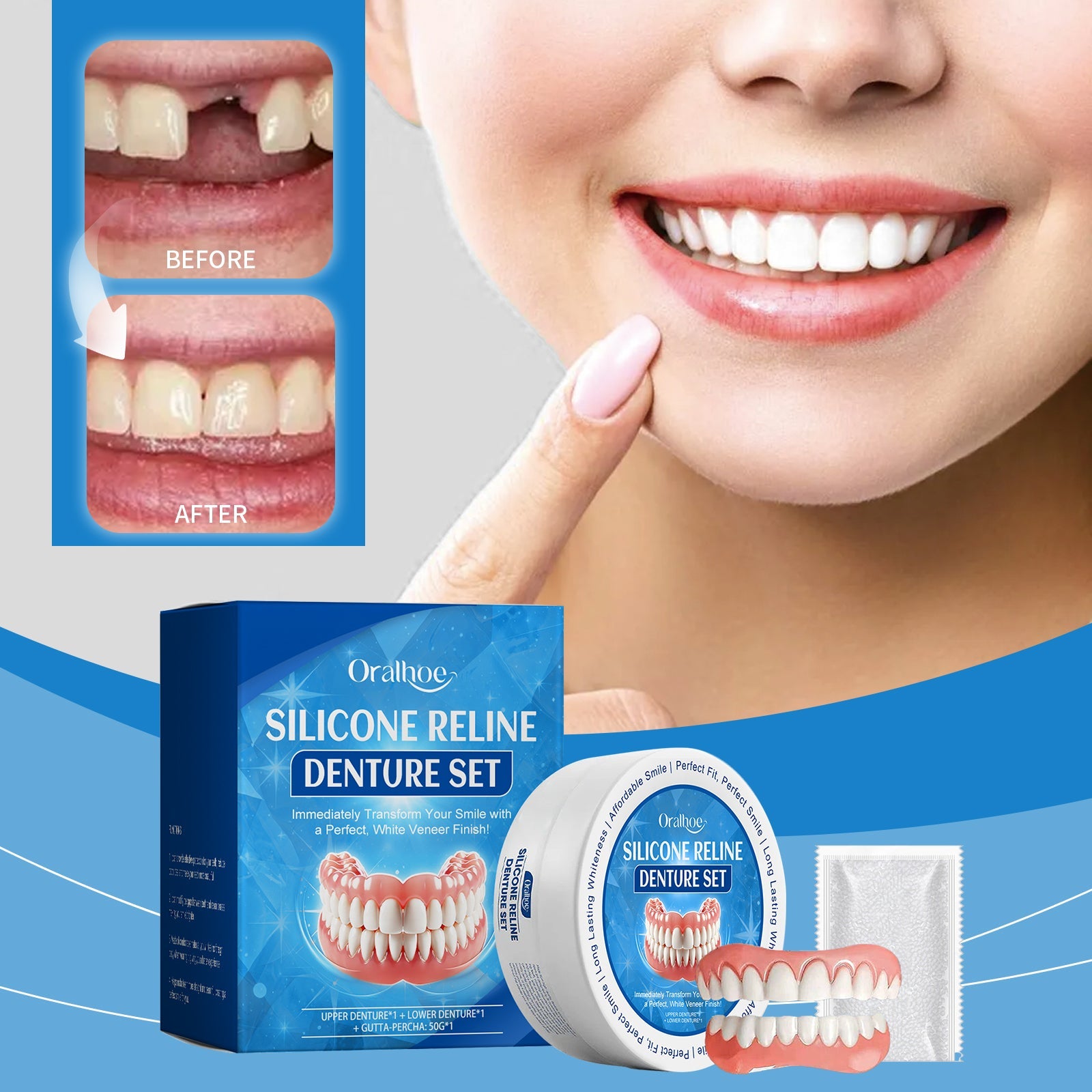 Cosmetic Denture Set, Improve Smile Comfort Cosmetic Dental Crevices Care Set - DivineLink1 | Electronics, Fitness, Household Essentials | Shop