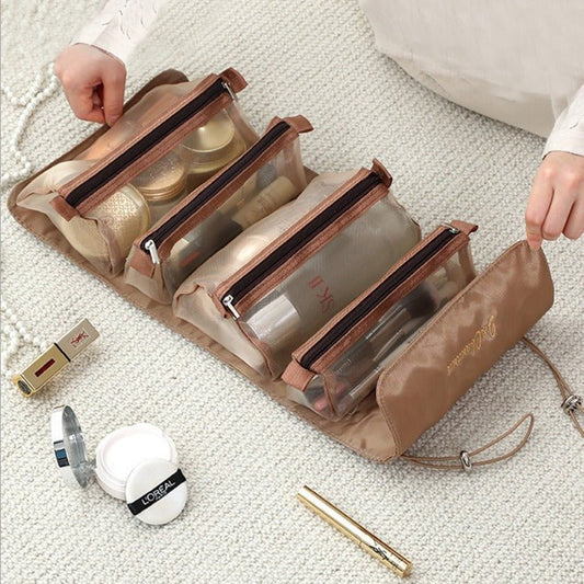 Detachable Cosmetic Bag Portable Large Capacity 4 in 1 Makeup Bags Portable Folding Travel Cosmetics Storage Toiletry Bag - DivineLink1 | Electronics, Fitness, Household Essentials | Shop