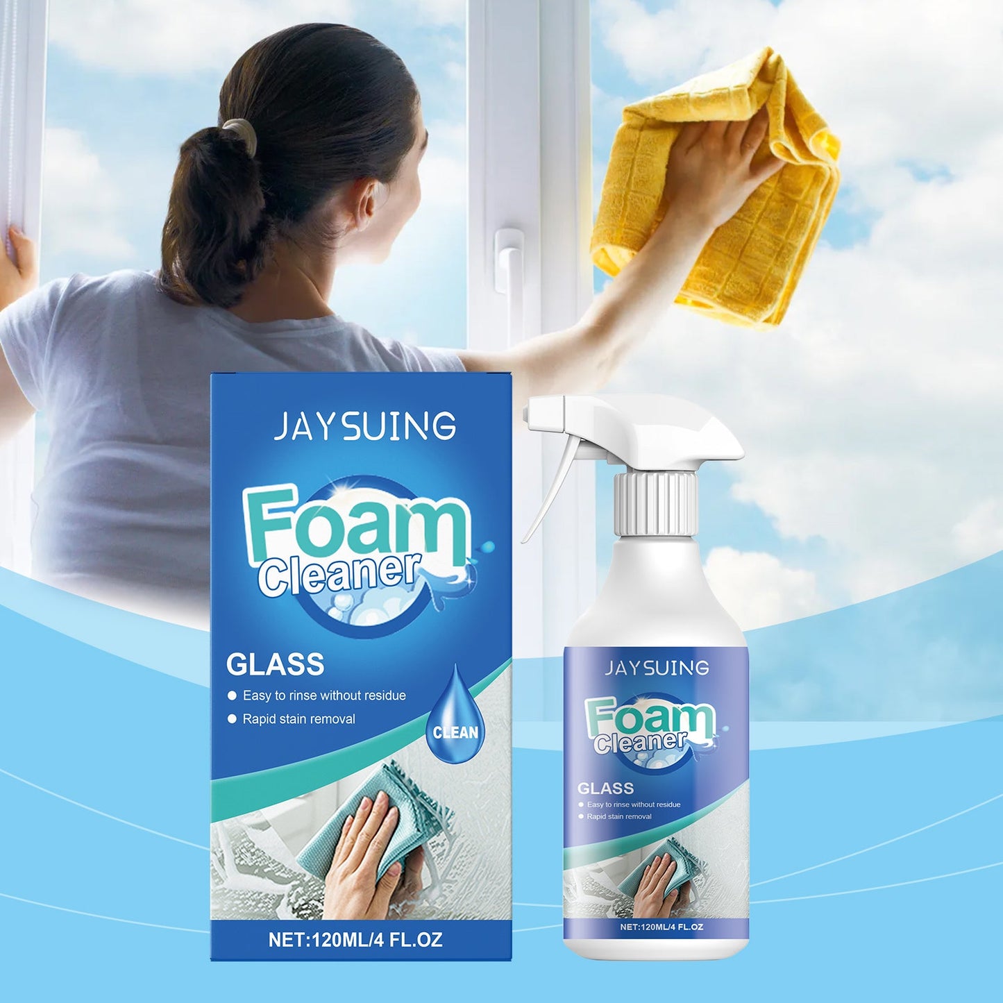 Glass Foam Cleaner cleans oil stains with refurbished daily maintenance glass cleaning spray - DivineLink1 | Electronics, Fitness, Household Essentials | Shop