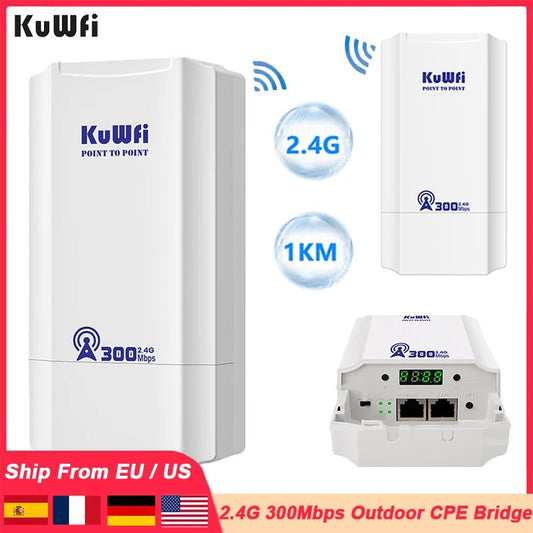 KuWFi 300Mbps Outdoor CPE Bridge 2.4Ghz Wireless Wi - fi Signal PTP PTMP Long Distance Extender AP Repeater Mode IP65 with 24V POE - DivineLink1 | Electronics, Fitness, Household Essentials | Shop