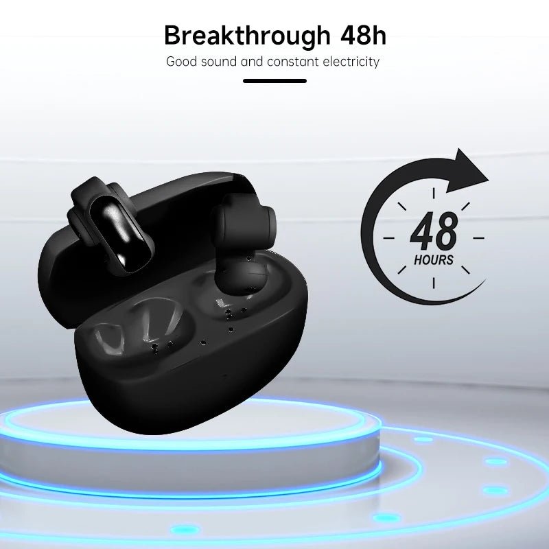New Wireless Bluetooth 5.3 Earbuds Waterproof Sweatproof Noise Reduction Ear Clip Sport Earphones With Charging Case - DivineLink1 | Electronics, Fitness, Household Essentials | Shop