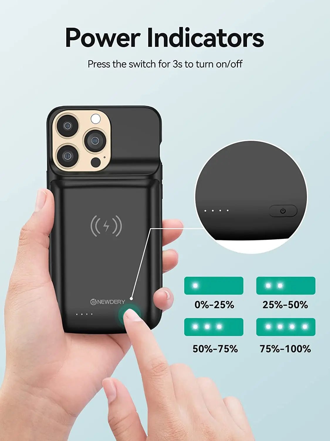 NEWDERY 10000mAh Wireless Charging Battery Case for iPhone 13/13 Pro/14/14 Pro Max Slim Portable Battery Pack Power Bank Case - DivineLink1 | Electronics, Fitness, Household Essentials | Shop