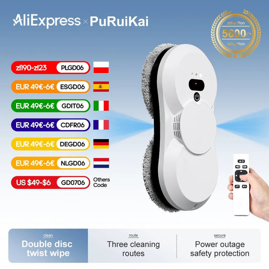 PuRuiKai robot electric automatic window cleaning Robotic vacuum cleaner, with remote control, two - way automatic spray - DivineLink1 | Electronics, Fitness, Household Essentials | Shop