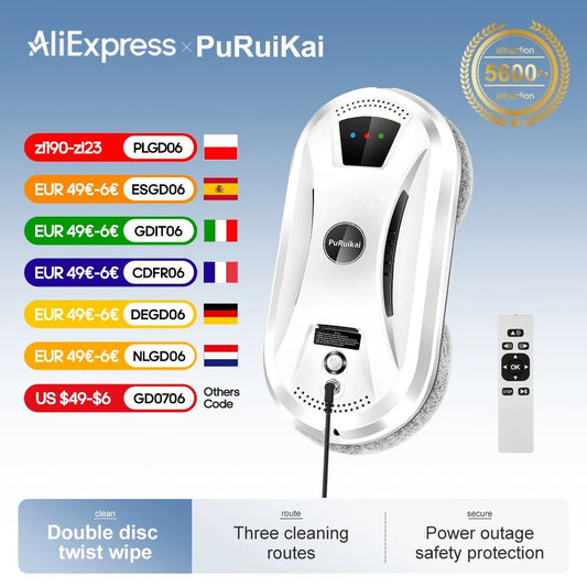 PuRuiKai Ultra thin Robot vacuum cleaner window cleaning robot window electric glass limpiacristales remote control for home - DivineLink1 | Electronics, Fitness, Household Essentials | Shop