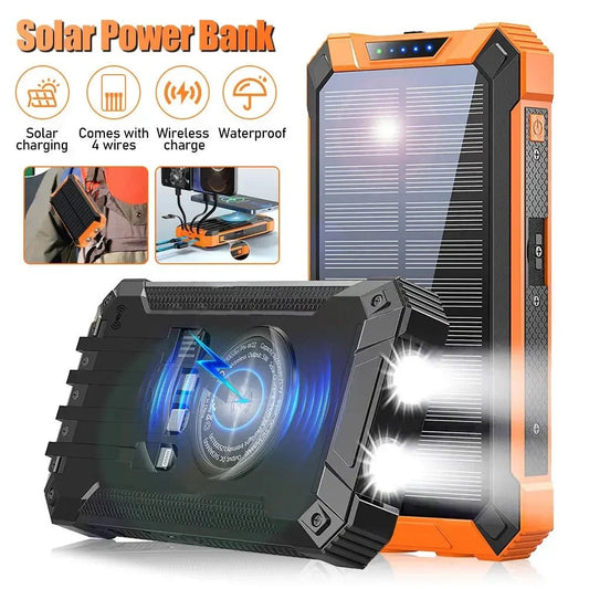 Solar Mobile Power Bank Portable Wireless Fast Charging 10000mAh 4USB port Suitable for iPhone xiaomi huawei with 2Led Light - DivineLink1 | Electronics, Fitness, Household Essentials | Shop