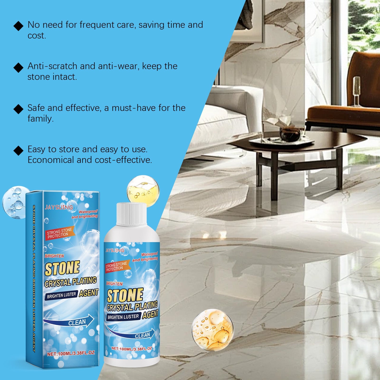 Stone Crystal Plating Agent, Kitchen Quartz Tile Countertop Scratch Repair Cleaning Stain Brightener - DivineLink1 | Electronics, Fitness, Household Essentials | Shop
