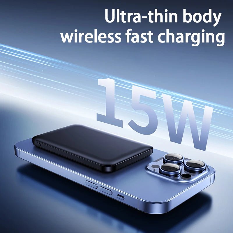 Thin Wireless Power Bank Magnetic PD20W 5000mAh Portable Fast Charging External Battery for Magsafe For iPhone 16 15 14 13 - DivineLink1 | Electronics, Fitness, Household Essentials | Shop