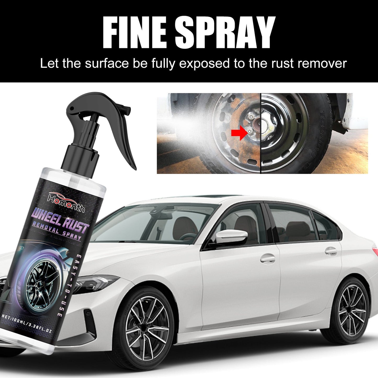 Wheel Rust Removal Spray, Automobile Tire Wheel Rust Cleaning Rust Removal Renovation Decontamination Brightener - DivineLink1 | Electronics, Fitness, Household Essentials | Shop